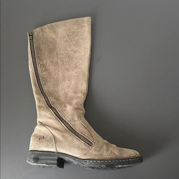 Born Women’s Tan Distressed Suede Leather Boots Side Zipper US Sz 8.5 Boho Chic main image 6